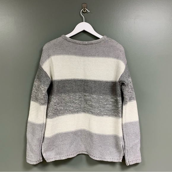 Calvin Klein Jeans Textured Gray Cream Striped Colorblock Metallic Sweater MD - Picture 5 of 14